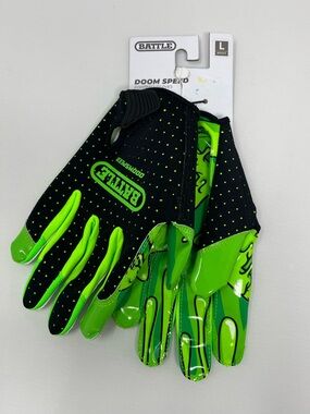 Battle Doom Speed Football Gloves Lime Neon Green Black Adult Large